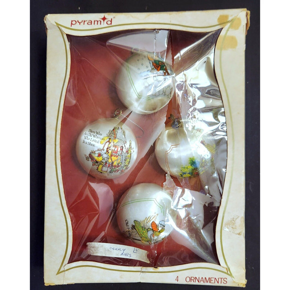 Vintage Pyramid Satin Nursery Rhymes Ornaments Set of 4 - Picture 4 of 9